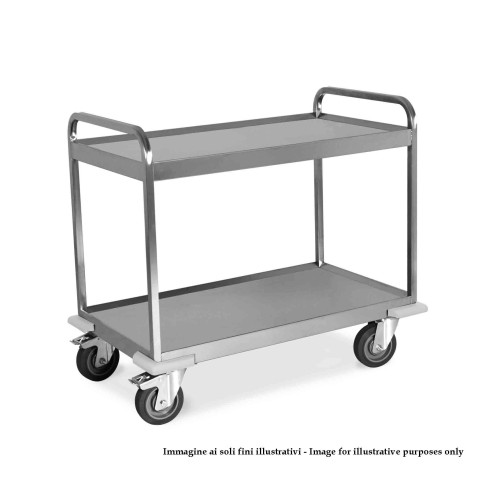 Carrello inox portata 500kg, 3 piani vasca, cm 100x58