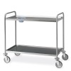 Carrello inox, 2 piani stampati cm 100x60, svuotarifiuti