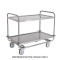 Carrello inox portata 200 kg, 2 piani stampati cm 100x60, svuotarifiuti