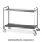 Carrello inox, 2 piani stampati cm 120x60, svuotarifiuti, 2 ruote frenate