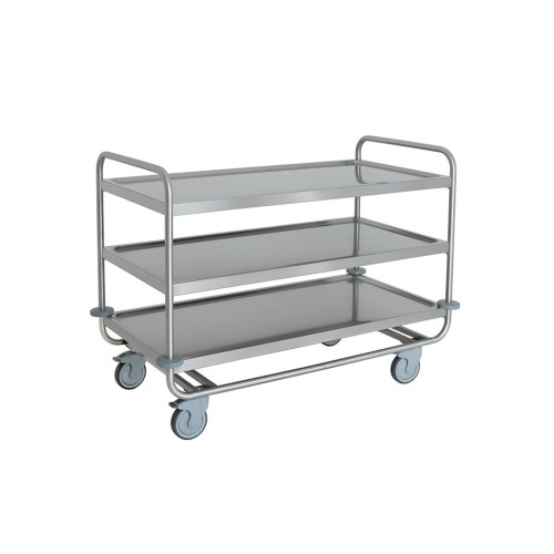 Carrello inox portata 200 kg, 3 piani stampati cm 120x60