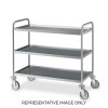 Carrello inox, 3 piani stampati cm 100x50, ruote elastiche, 2 frenate