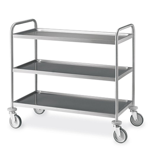 Carrello inox saldato, 3 piani stampati cm 100x50