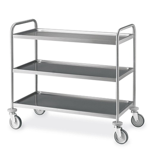 Carrello inox saldato, 3 piani stampati cm 100x60