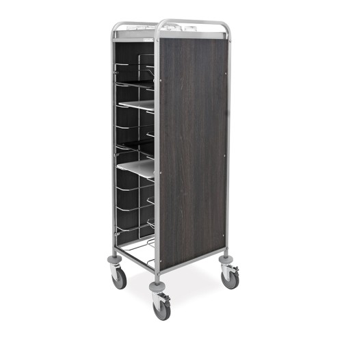 Carrello portavassoi universale, pannellato nobilitato, 10 vassoi, tabacco