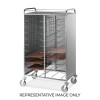 Carrello portavassoi universale, pannellato inox, 20 vassoi, 2 ruote frenate