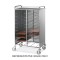 Carrello portavassoi universale, pannellato inox, 20 vassoi, 2 ruote frenate