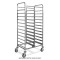 Carrello portavassoi, portata 12 vassoi GN, struttura in tubo quadro 2 x 2 cm, 2 ruote frenate