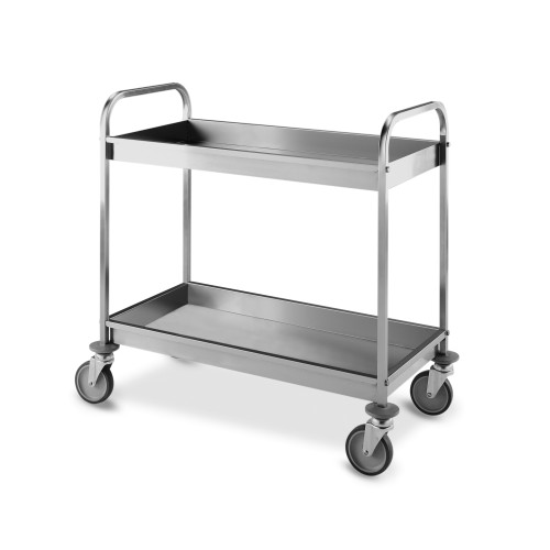 Carrello di servizio inox, 2 piani cm 87x44x6,5h