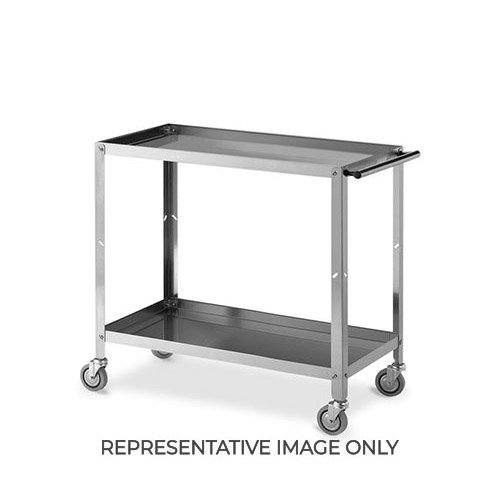 Carrello di servizio inox, 2 piani cm 90x50x4h, ruote elastiche, 2 frenate