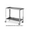 Carrello di servizio inox, 2 piani cm 90x50x4h, ruote elastiche, 2 frenate