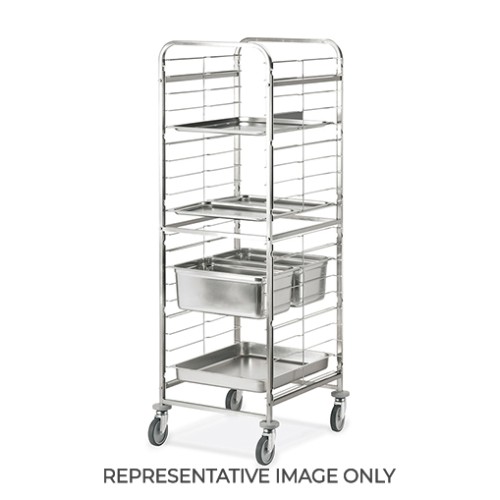 Carrello portateglie 20xGN 1/1, guide in filo, 2 ruote frenate