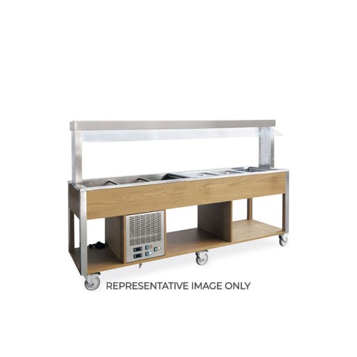 Buffet misto GN 6/1, 3 caldi-3 freddi, parafiato fisso, illuminazione a led, laccato RAL